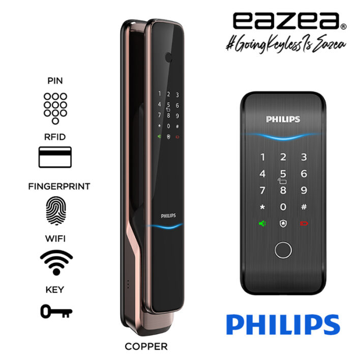Philips EasyKey 9300 Digital Door Lock + Philips EasyKey 5100-K_copper_eazea